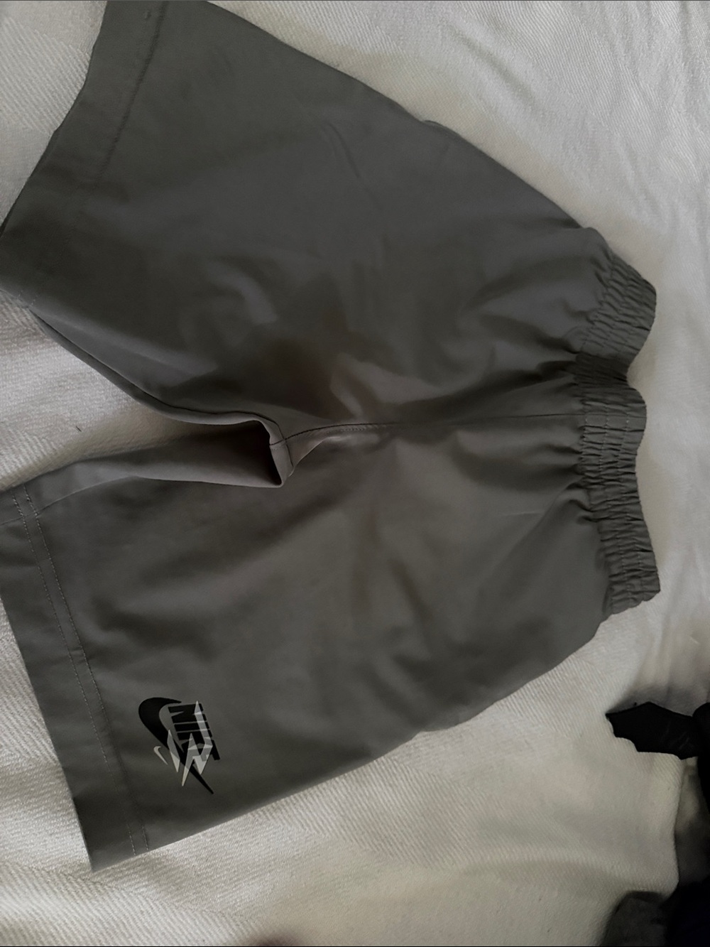 Nike boys Gray Athletic Shorts with Black Logo